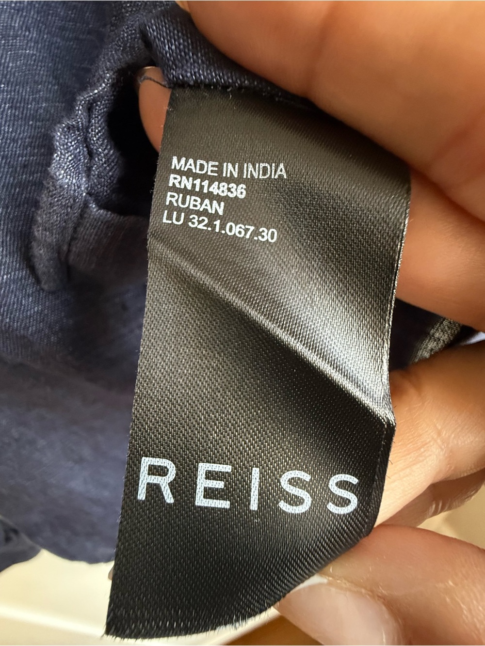 REISS Navy Blue 100% Linen Ruban | Button-Down Shirt XS - Picture 8 of 8